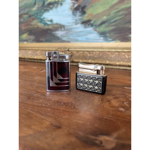 Pair of Vintage Tabletop Lighters - Art Deco CMC Continental and Mid-Century Prince Lighter Japan. For Sale - Image 4 of 10