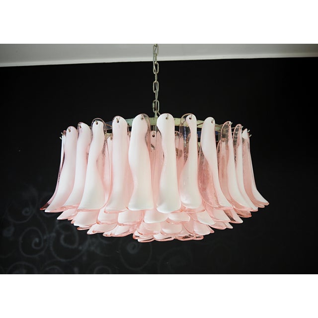 1990s Murano Pink Petal Chandeliers, 1990s, Set of 2 For Sale - Image 5 of 13