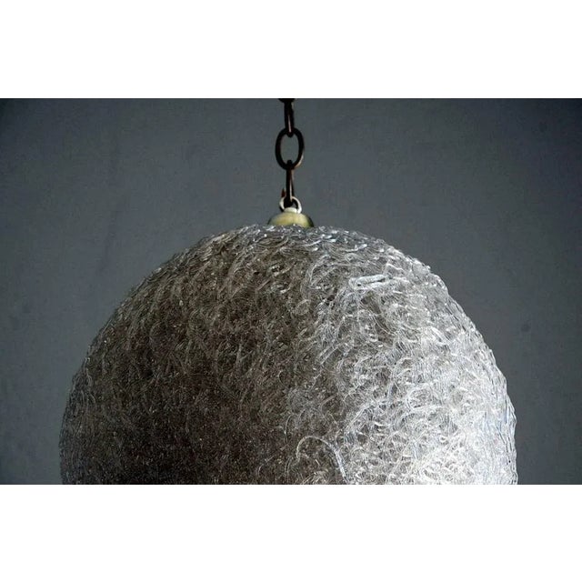 1960s White Glass Thread Globe Hanging Lights - a Pair For Sale - Image 5 of 10