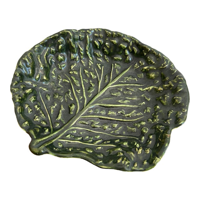Vintage Dark Green Cabbage Bowl For Sale