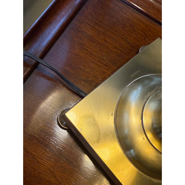 Vintage Wildwood Brass Candlestick Table Lamp With Marbled Tole Shade For Sale - Image 12 of 15