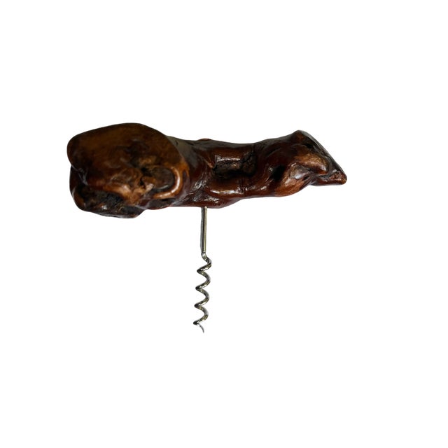 1960s Vintage French Burled Grapevine Corkscrew Bottle Opener For Sale - Image 5 of 10