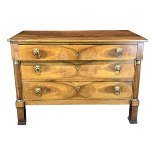 19th Century French Walnut Chest of Drawers With Lion Pulls For Sale