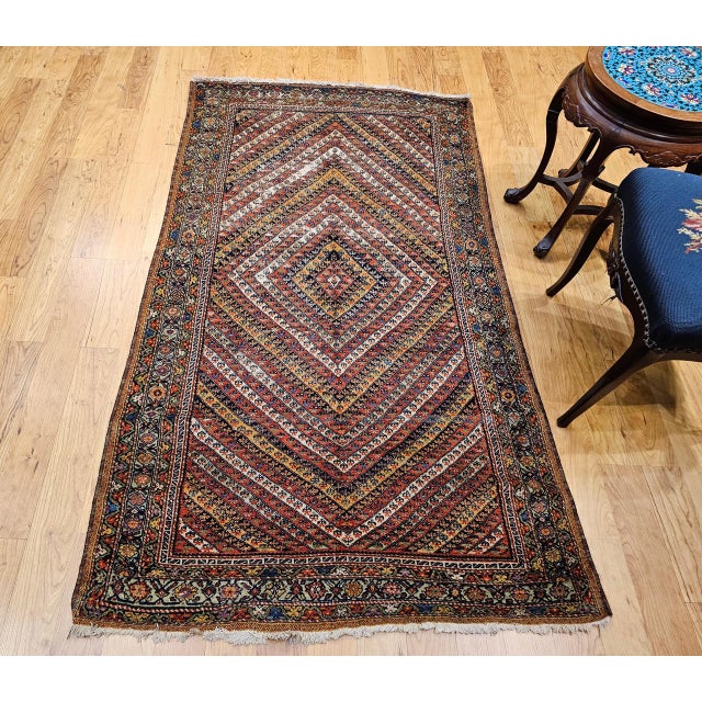 Antique Persian Senneh Area Rug, Hand-Knotted Wool, Hashtrang Allover Paisley Pattern, Red, Navy & Multicolor, 4x6 For Sale - Image 13 of 13