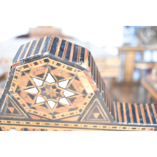 Antique Syrian Marquetry Inlay Card Table and 4 Chairs For Sale - Image 12 of 13
