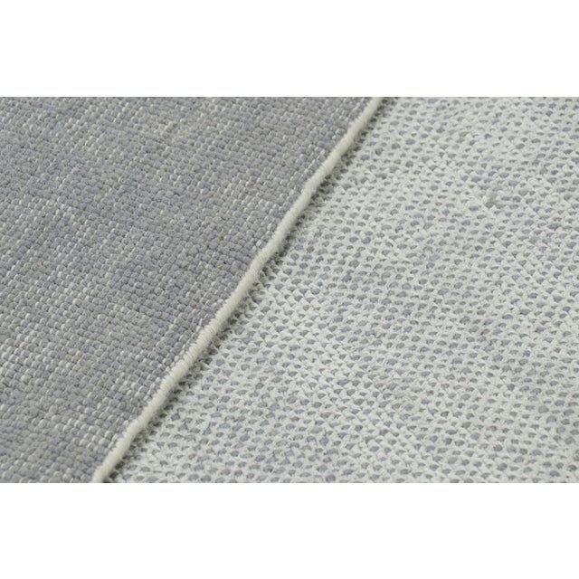 Rug & Kilim’s Oversized Textural Rug in Light Gray and Blue Tones & Striae -11"x15' For Sale In New York - Image 6 of 6