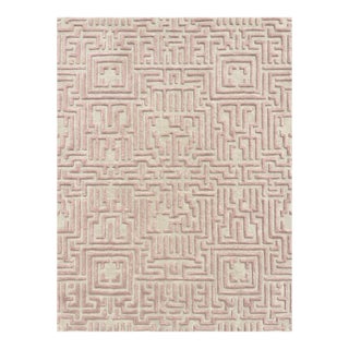 Theseus Hand-Tufted Maze Rug, Peony Pink, 4x6 For Sale