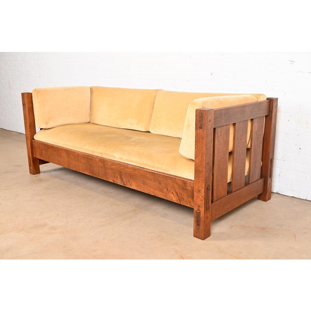 Mission Stickley Mission Oak Arts and Crafts Settle Sofa For Sale - Image 3 of 12