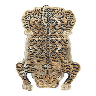 Modern Wool Tibet Tiger Rug - 4' X 6' For Sale