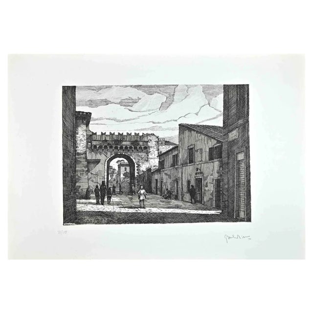 Giuseppe Malandrino, Roman View, Etching, 1970s For Sale