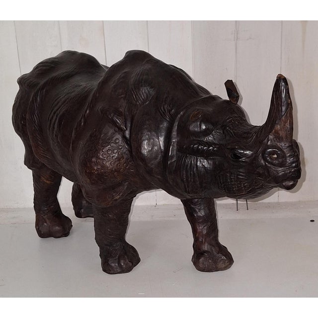 Vintage Stool in the Shape of a Rhinoceros in Cowhide Leather, 1970s For Sale - Image 3 of 13