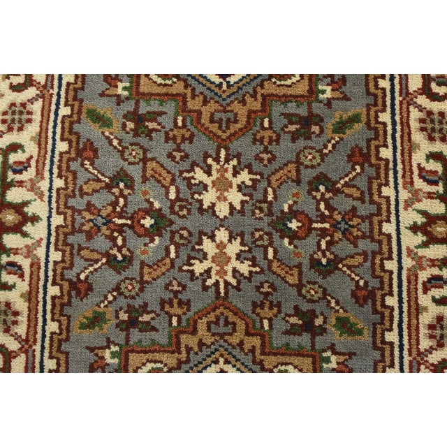 Heriz Runner 2’7” X 5’10” Blue Wool Tribal Hand-Knotted Oriental Rug For Sale In Philadelphia - Image 6 of 10