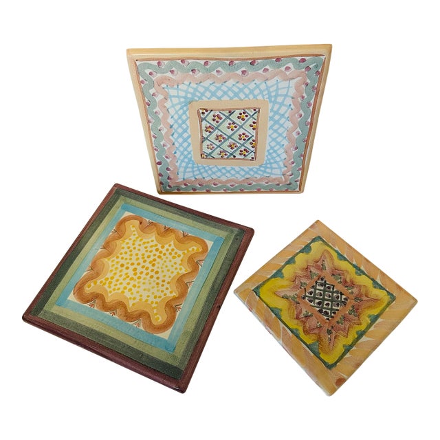 McKenzie Childs Set of Three Trivets For Sale