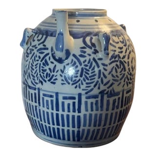 Antique Qing Dynasty Chinese Blue and White Porcelain Wedding / Water Jug For Sale