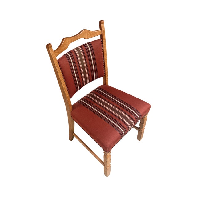 Set of six vintage Danish designer dining chairs in carved and turned oak attributed to Danish designer and architect...