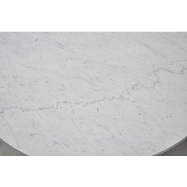 Metal Vintage Mid Century Modern Knoll Style Pedestal Base Marble Top Coffee Table For Sale - Image 7 of 16