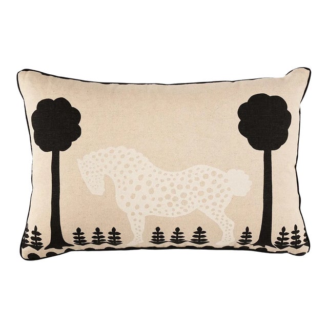 Schumacher Polka Dot Pony Pillow 18" x 12" in Natural For Sale