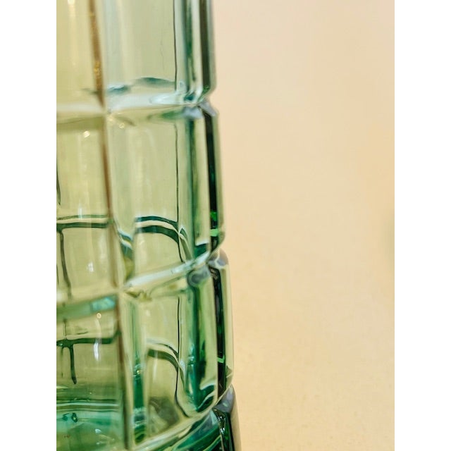 Mid-Century Modern Late 20th Century Green Crystal Glasses- Set of 2 For Sale - Image 3 of 6