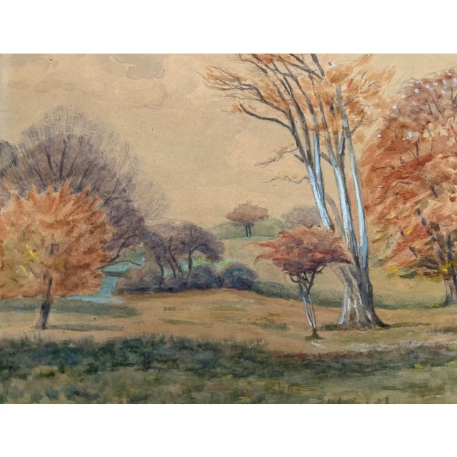 French French Landscape Watercolor Painting, Signed 1940 For Sale - Image 3 of 7