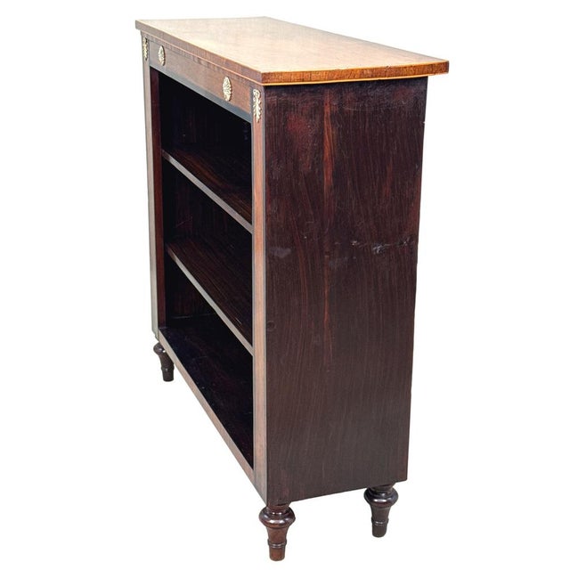 A Very Good Quality Early 19th Century Regency Period Rosewood Dwarf Open Bookcase, Having Well Figured Rectangular Top,...