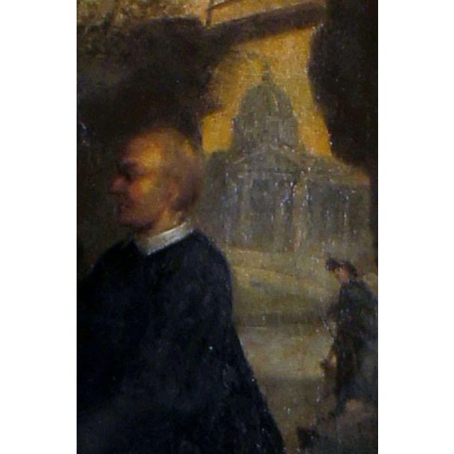 15th Century & Earlier 18th Century Italian Old Master Two Monks Eating Lunch with Cathedral in Background For Sale - Image 5 of 11