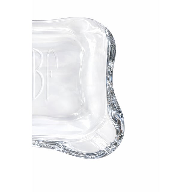 Mid 20th Century Heavy Glass Monogrammed Ashtray With Sculptural Organic Form For Sale In Oklahoma City - Image 6 of 6