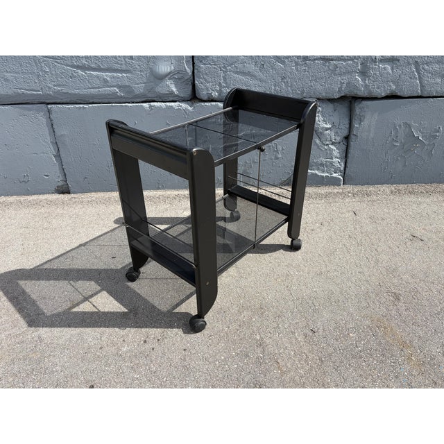 1980s 1980s Black Serving or Bar Cart From Mascagni, Made in Italy, Foldable For Sale - Image 5 of 15