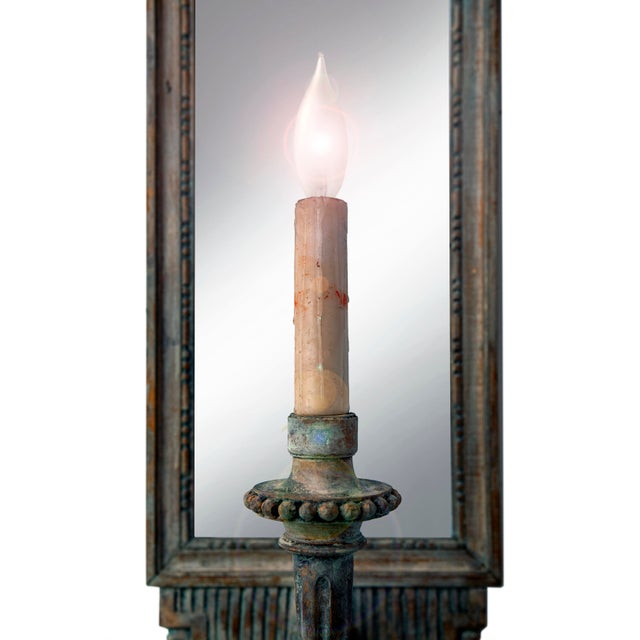 1920s Antique French Mirrored Wooden Sconce For Sale - Image 5 of 6
