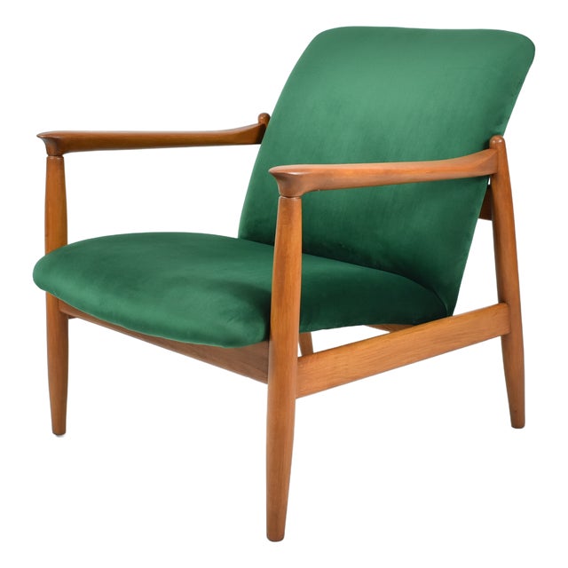 Vintage Green Fabric Armchair by E. Homma, 1960s For Sale