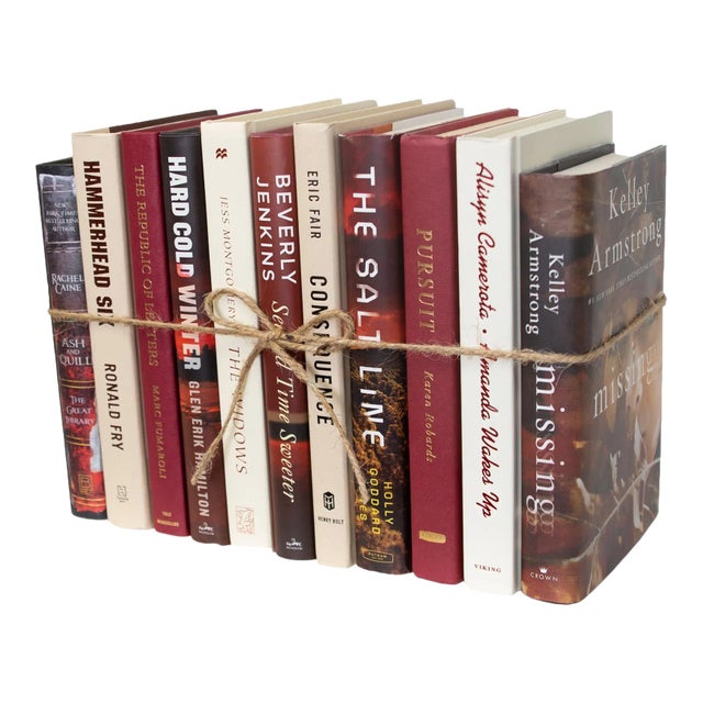 Decorative Books - Cranberry & Cream Mixed Media Book Bundle - 1 Foot of Red Books For Sale