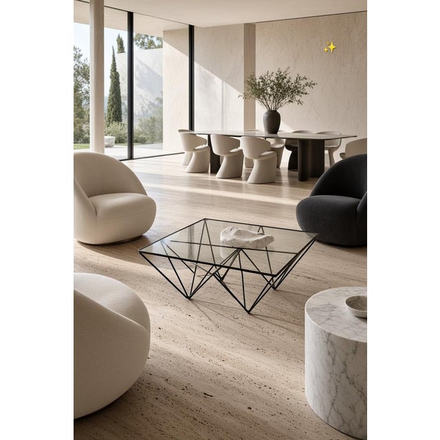 Coffee Table in Metal and Glass, 1980s For Sale - Image 12 of 13