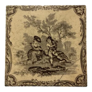 Minton Classical Watteau Tile Circa 1865 1 of 2