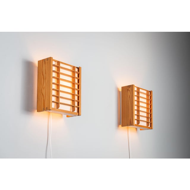 Vintage Wall Lamps in Pine from Alda, 1970s, Set of 2 For Sale - Image 3 of 15