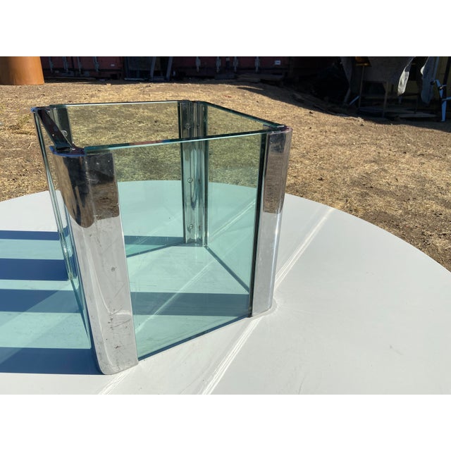 Chrome Vintage Mid Century Modern Leon Rosen for Pace Collection Chrome Glass Coffee Table Unmarked For Sale - Image 8 of 18