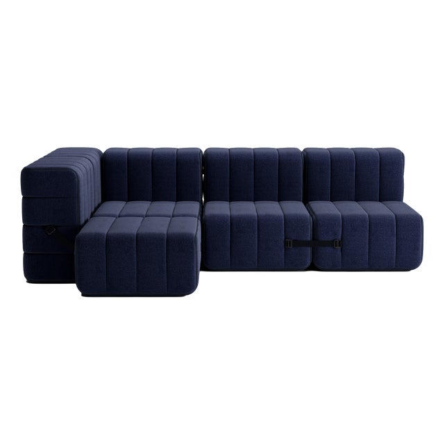Curt Modular Set - Flexible Small Corner Sofa - Dama - 0048 (Dark Blue) by Ambivalenz, Set of 9 For Sale