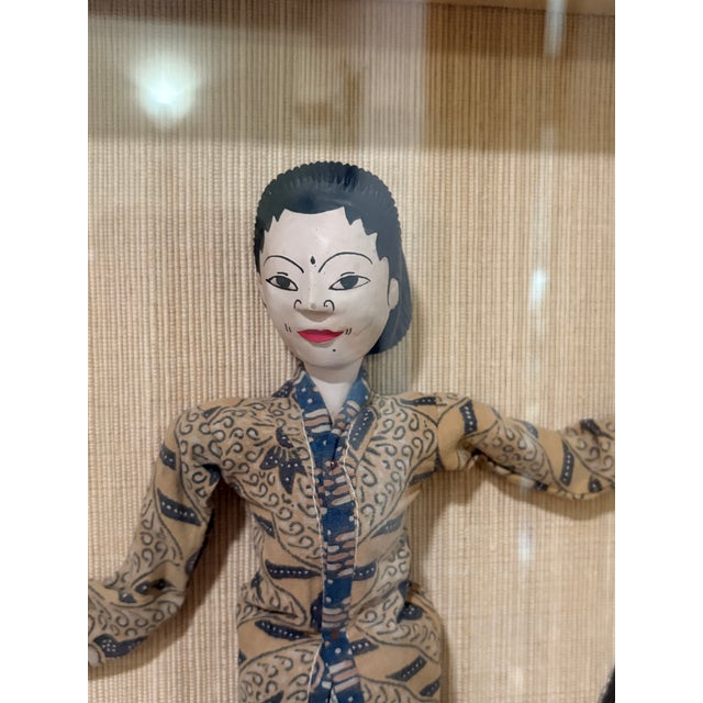 Vintage Indonesian Wayang Golek Puppets in Shadow Box Frames, Pair For Sale - Image 12 of 18
