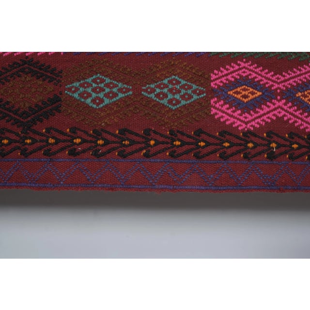 Vintage Brown Turkish Jajim Kilim Runner Rug 4'1" X 17'3" For Sale - Image 4 of 13