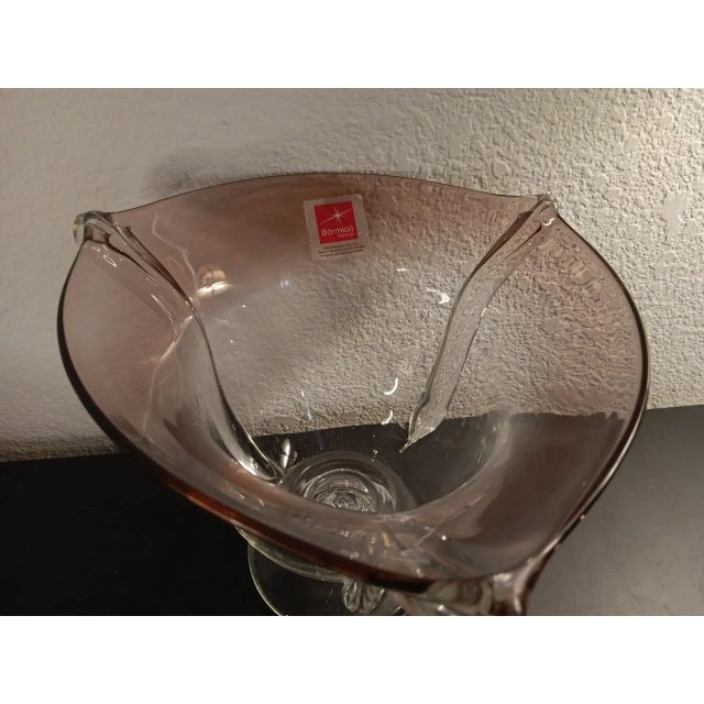 1980s 1980s Bormioli Rocco in Italy Clear & Amethyst Umbra Pedestal Vase For Sale - Image 5 of 6