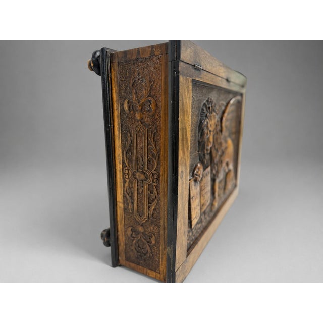 Traditional Venetian Renaissance Revival Carved Walnut Bible Casket With Lion of Saint Mark For Sale - Image 3 of 9