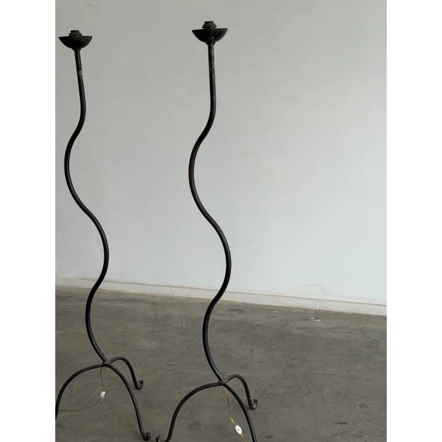 1990s The Wrought Sinuous Floor Lamps - (Sold Separately) - a Pair For Sale - Image 9 of 14