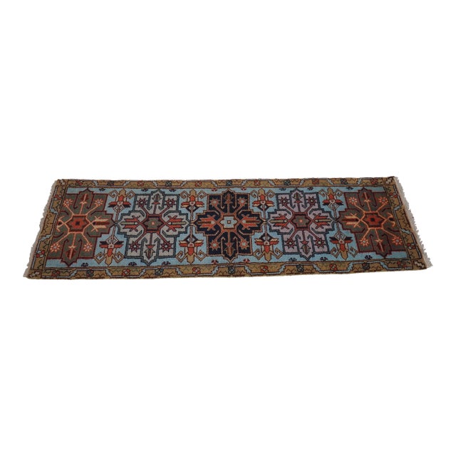 Hand Knotted Approx. 2.5 X 7 Wool Runner Rug For Sale