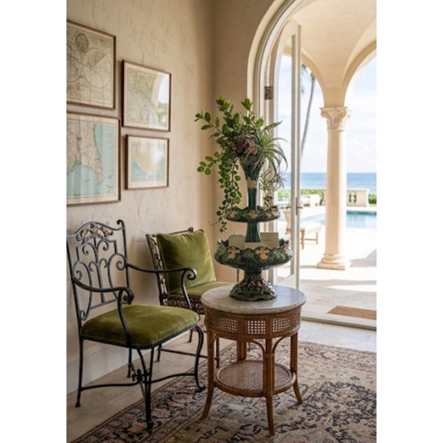 A Vintage Majolica Tiered Pottery Centerpiece, 20th Century For Sale - Image 9 of 12