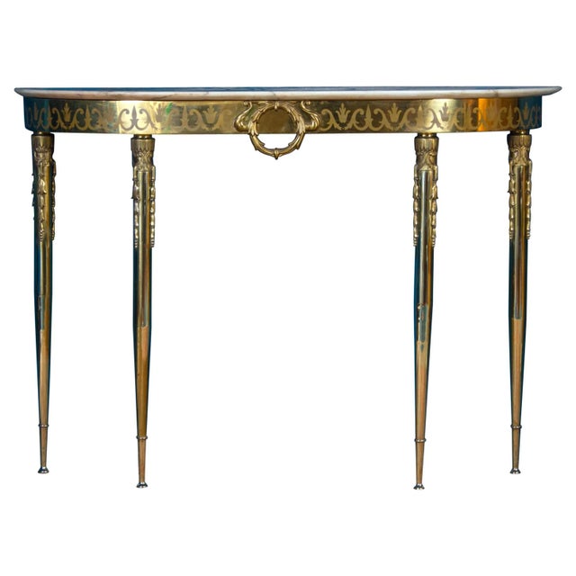 Mid Century Italian Oval Shaped Brass Console Table, 1950 For Sale - Image 11 of 11