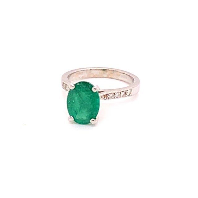 Emerald Diamond Ring 14k Gold 1.83 TCW Certified For Sale - Image 4 of 9