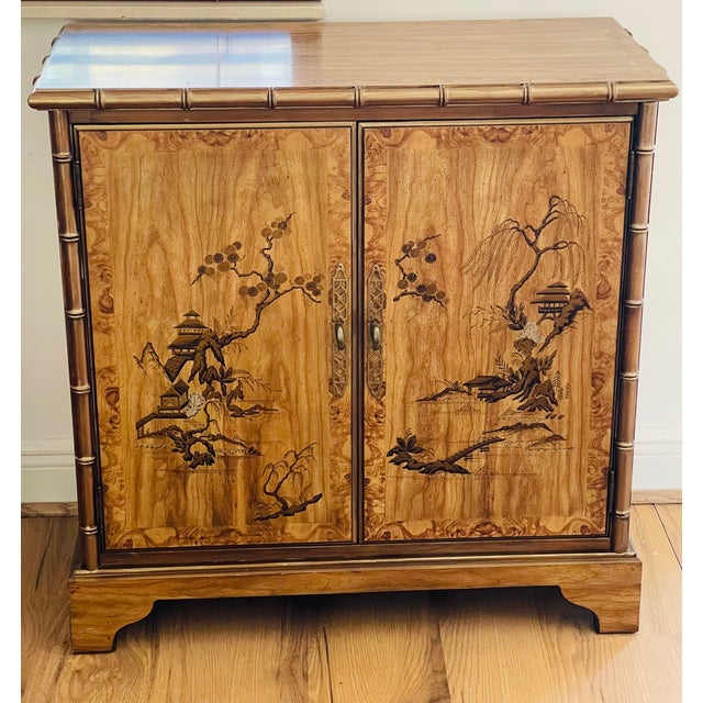 Chinoiserie Fabulous 1970s Drexel Heritage Faux Bamboo Chinoiserie Cabinet For Sale - Image 3 of 8