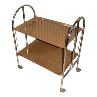 Foldable Side Table in Wood, Plastic & Chrome from Dinett, 1970s For Sale