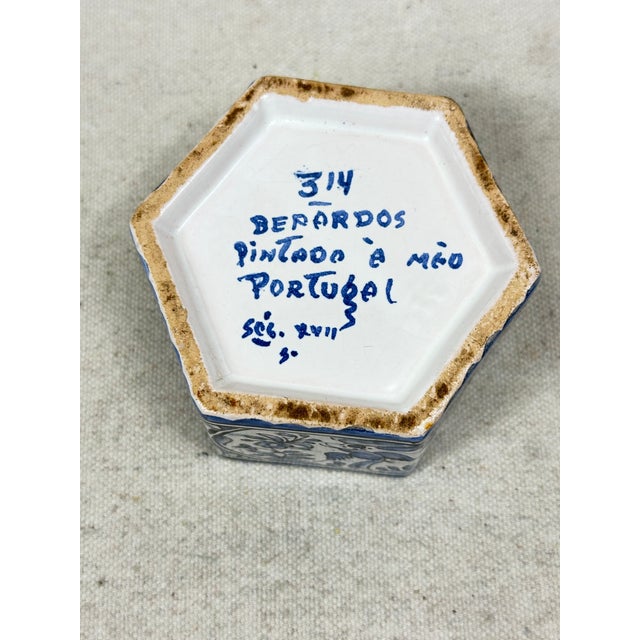 Blue Vintage Hexagon Trinket Box For Sale - Image 8 of 11