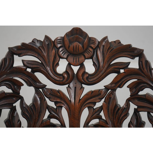1980s John Belter Style Ornately Carved Mahogany Chairs For Sale - Image 5 of 18