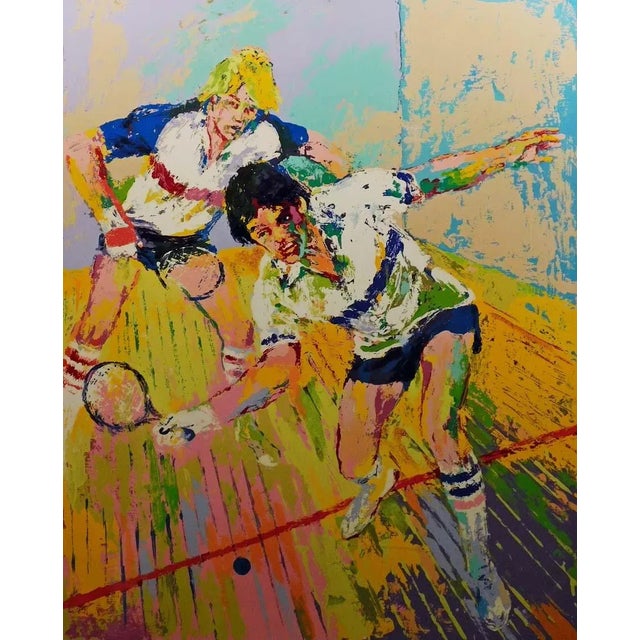 1970s LeRoy Neiman "Racquetball" Hand Signed & Numbered Serigraph Sports Framed For Sale - Image 5 of 5