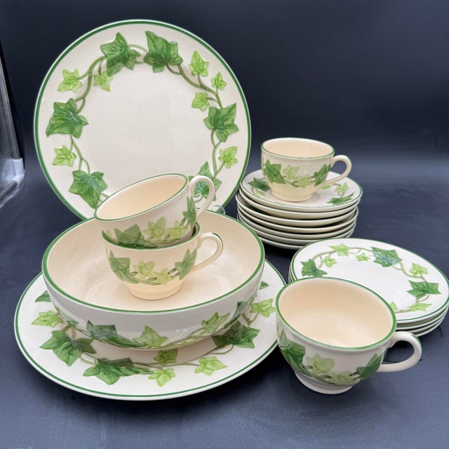 Franciscan China Vintage Franciscan Ivy Usa Dinnerware Cups & Saucers Set of 4 - 8 Pcs For Sale - Image 4 of 5